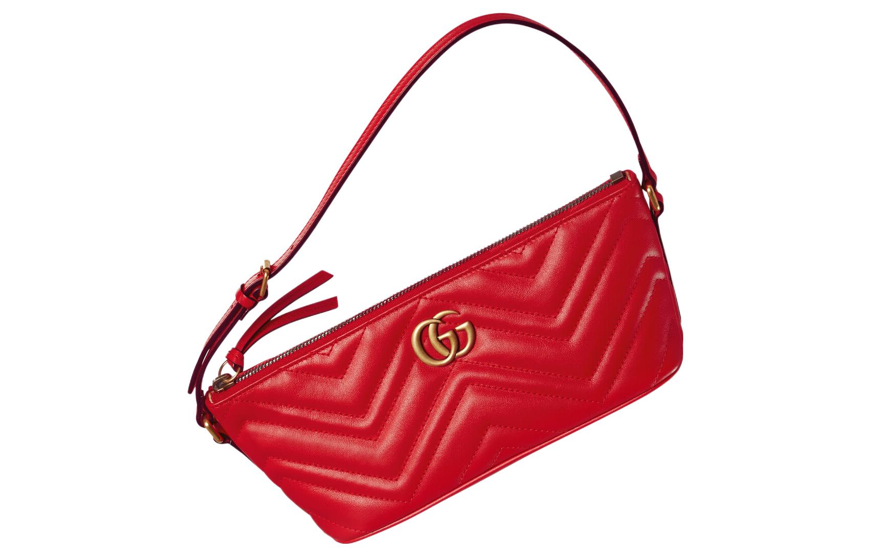 Женская кожаная сумка Gucci GG Marmont через плечо, красная — фото 4