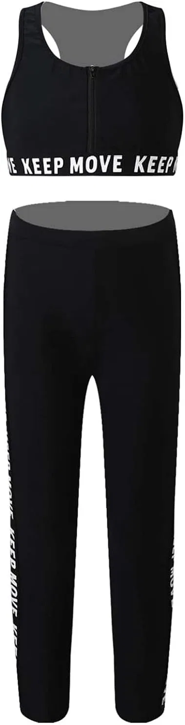 Детский спортивный костюм, топ и леггинсы, Moggemol, 2 предмета, Zipper-black