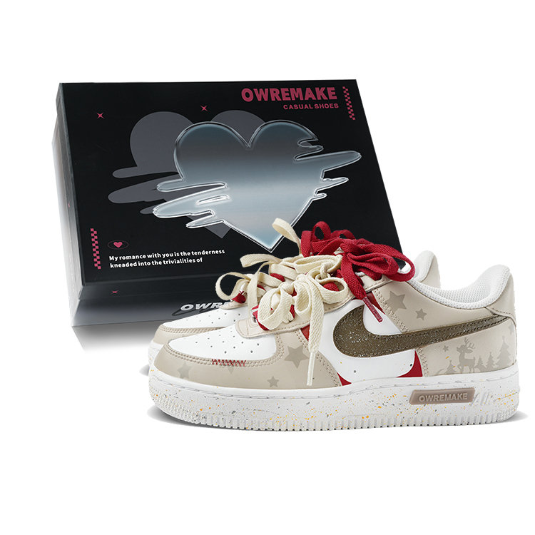 

Детские кроссовки для скейтбординга Air Force 1 LE Low Top для подростков Nike, хаки/красный