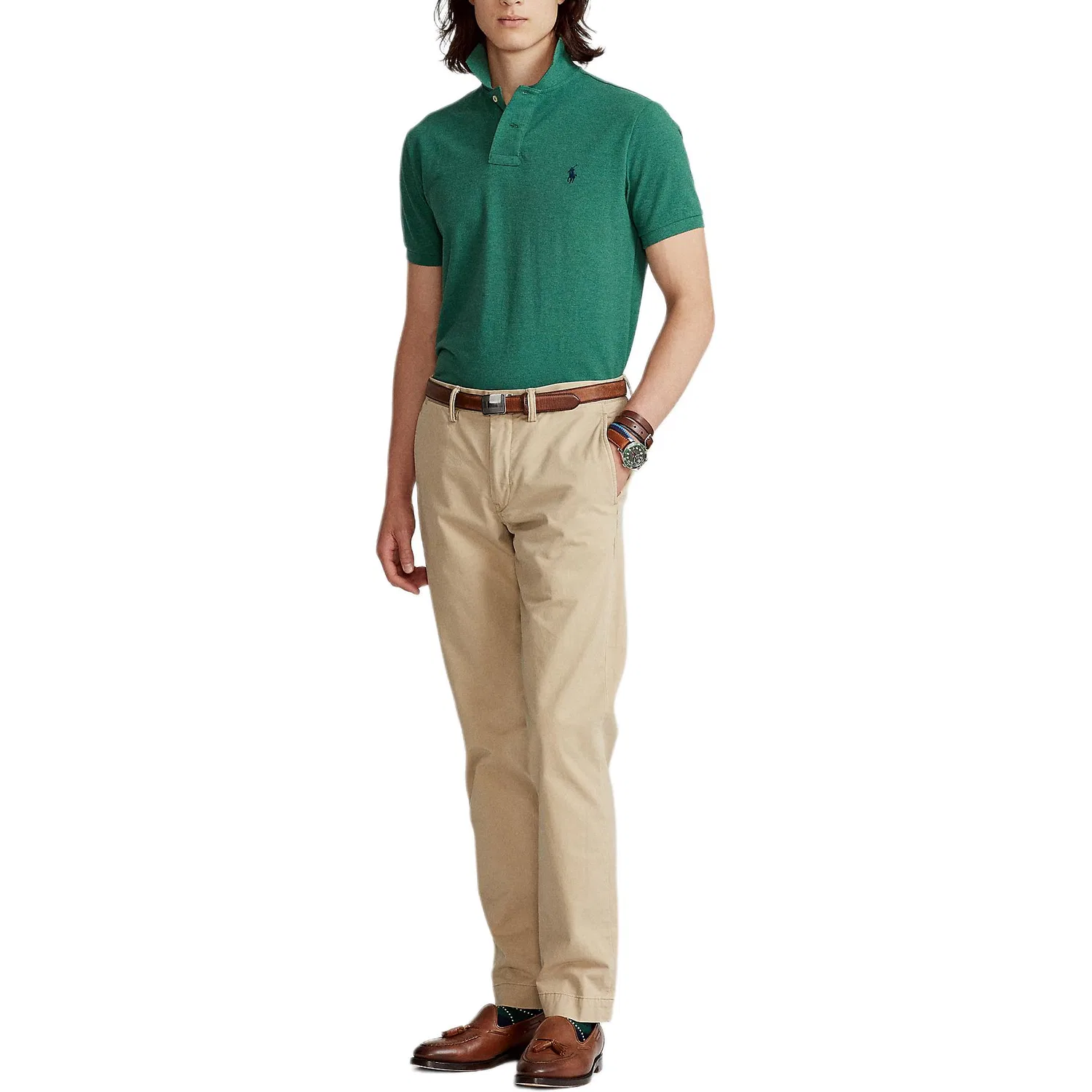 Поло Polo Ralph Lauren Cotton из хлопка темно-зеленое — фото 3