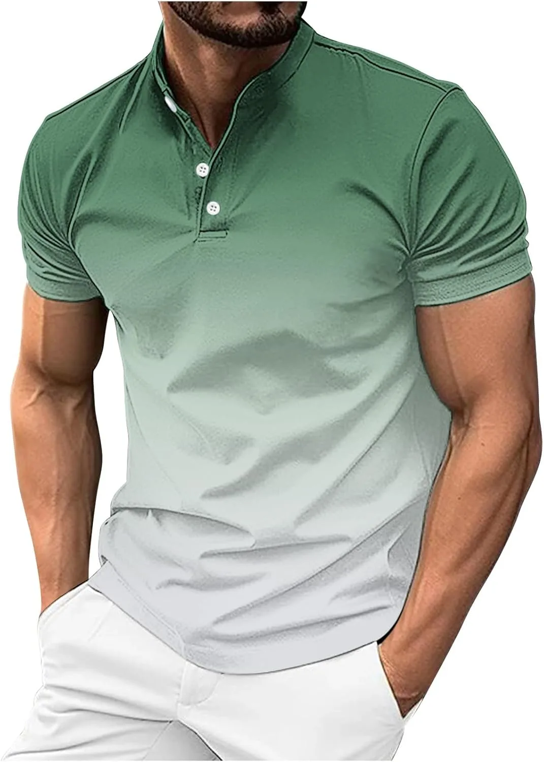 

Мужская поло Casual с коротким рукавом Slim Fit Gradient QUNPIU