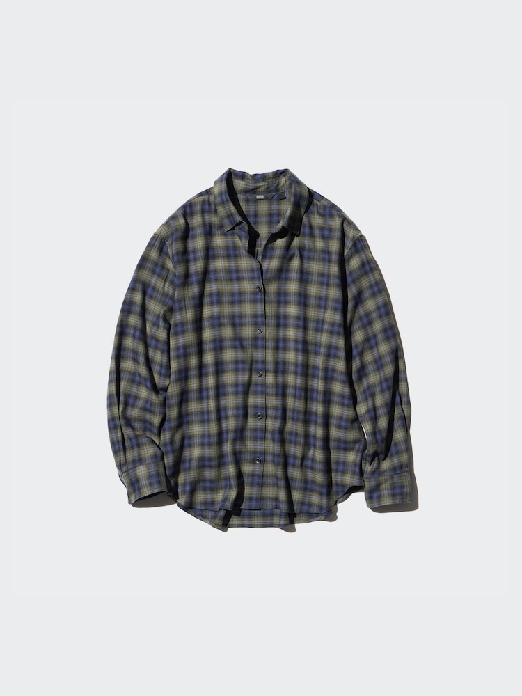 

Мягкая фланелевая рубашка в клетку UNIQLO, оливковый, Зеленый, Мягкая фланелевая рубашка в клетку UNIQLO, оливковый