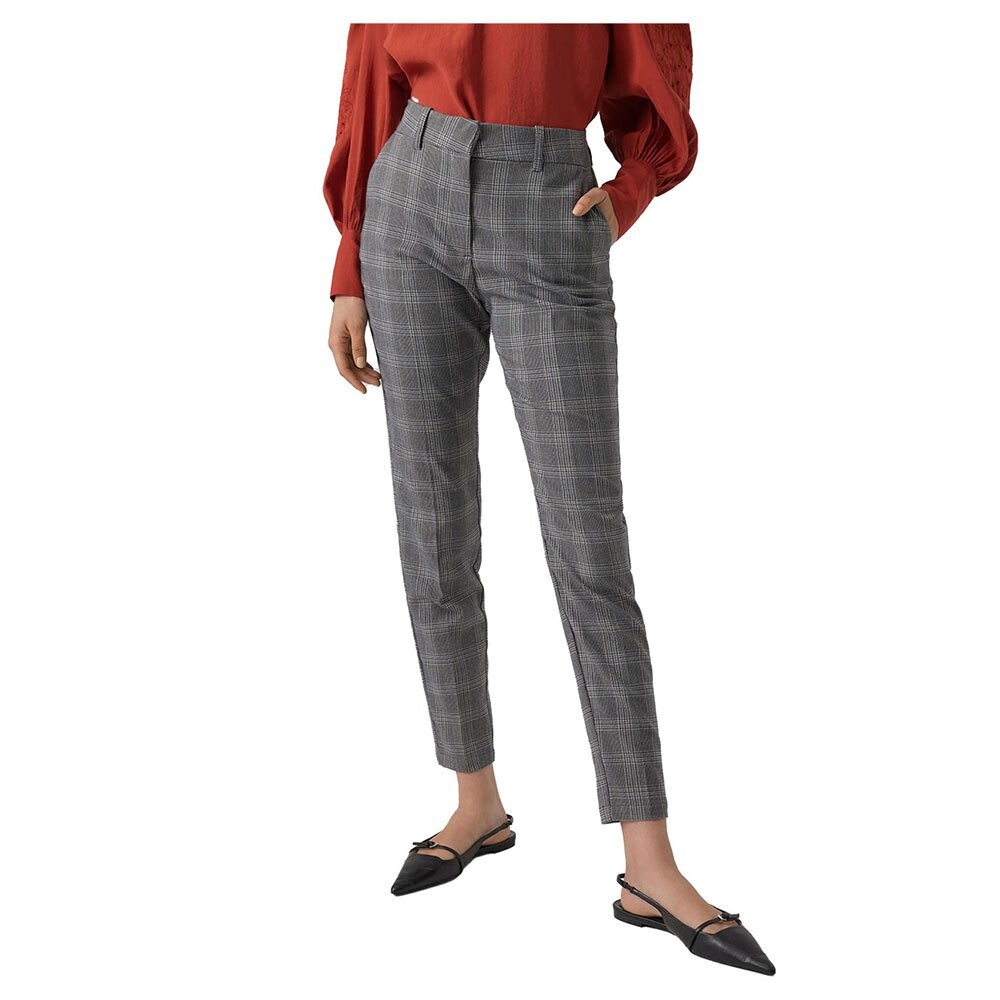 

Брюки Vero Moda Malin Tapered Check Fit High Waist, серый