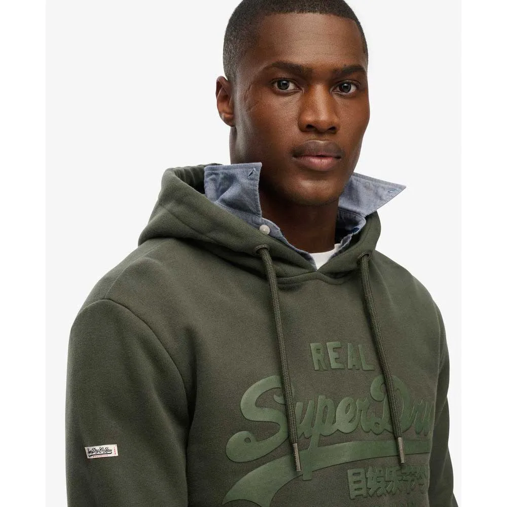 Худи Superdry с винтажным логотипом в тон, зеленый — фото 4