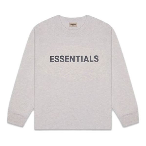 

Футболка fw20 long sleeve logo tee 'heather oatmeal' Fear Of God Essentials, серый