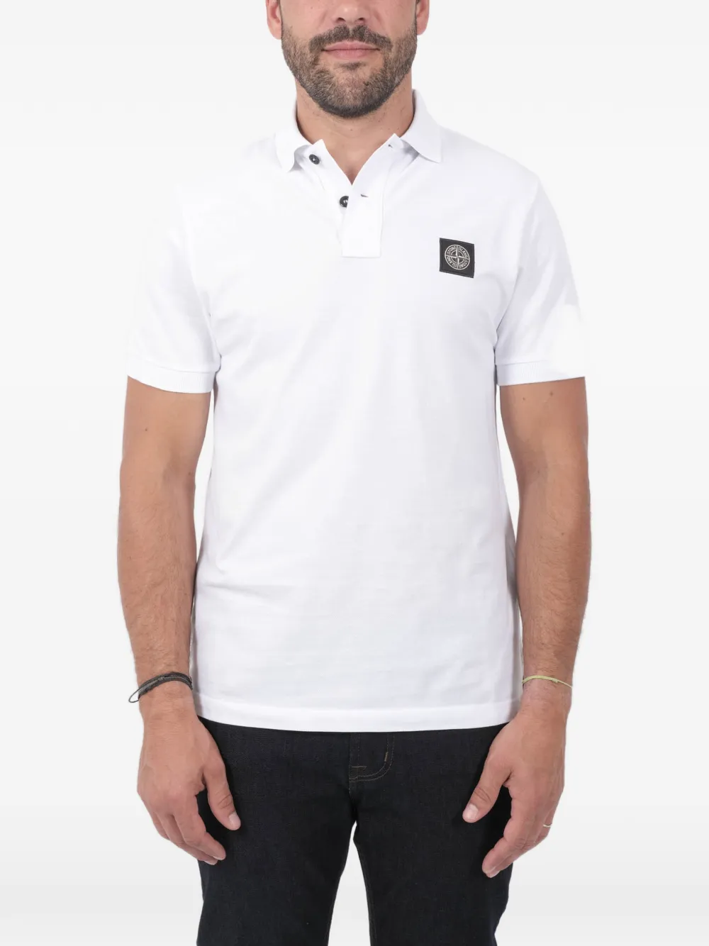 

Рубашка поло с нашивкой-логотипом Stone Island, белый