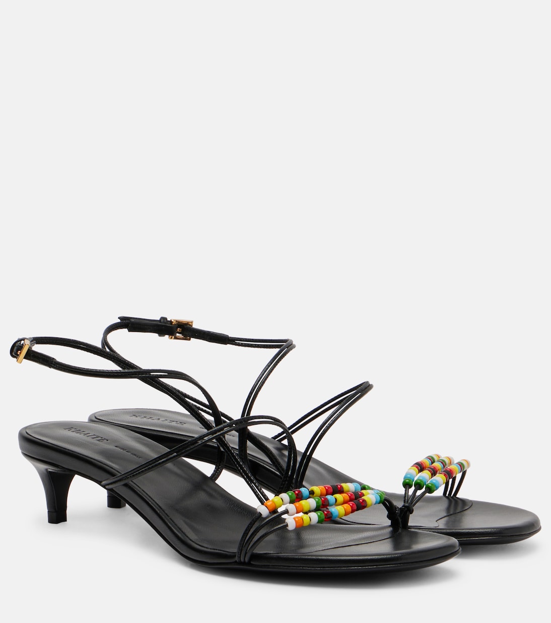Плетёные кожаные сандалии Loop 35 Khaite, Black Multi