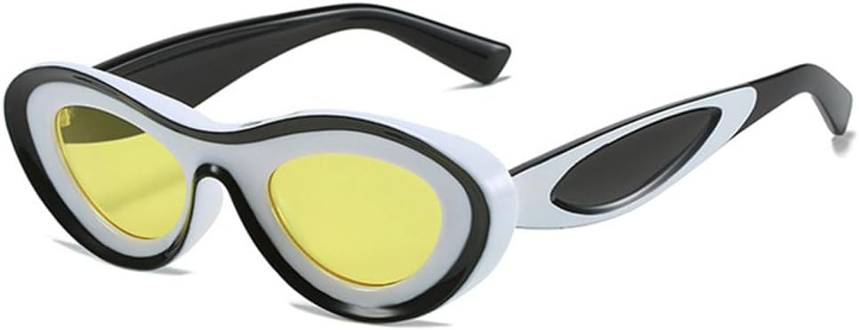 

Солнцезащитные очки LVTFCO Vintage Contrast Color Cat Eye для женщин, модные овальные очки для мужчин, защита от УФ-излучения UV400, уникальные солнцезащитные очки, Black White Yellow