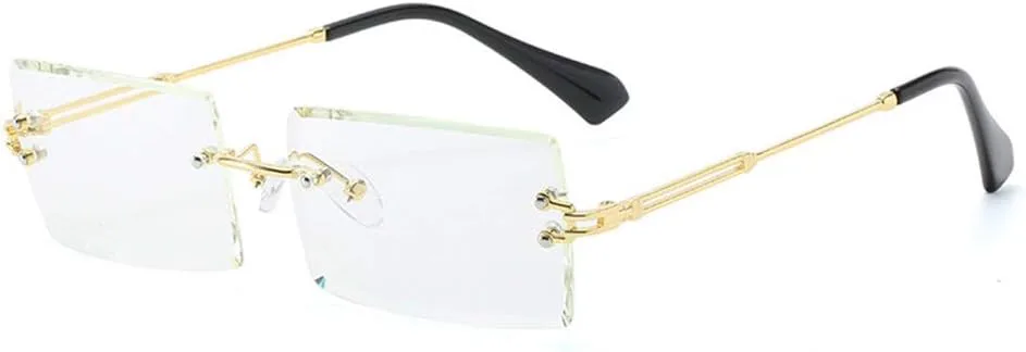 

Солнцезащитные очки Dollger Y2K для женщин, без оправы, прямоугольные, в стиле 90-х; для мужчин, без оправы, квадратные, в стиле 2000-х; защита UV400, F: Transparent