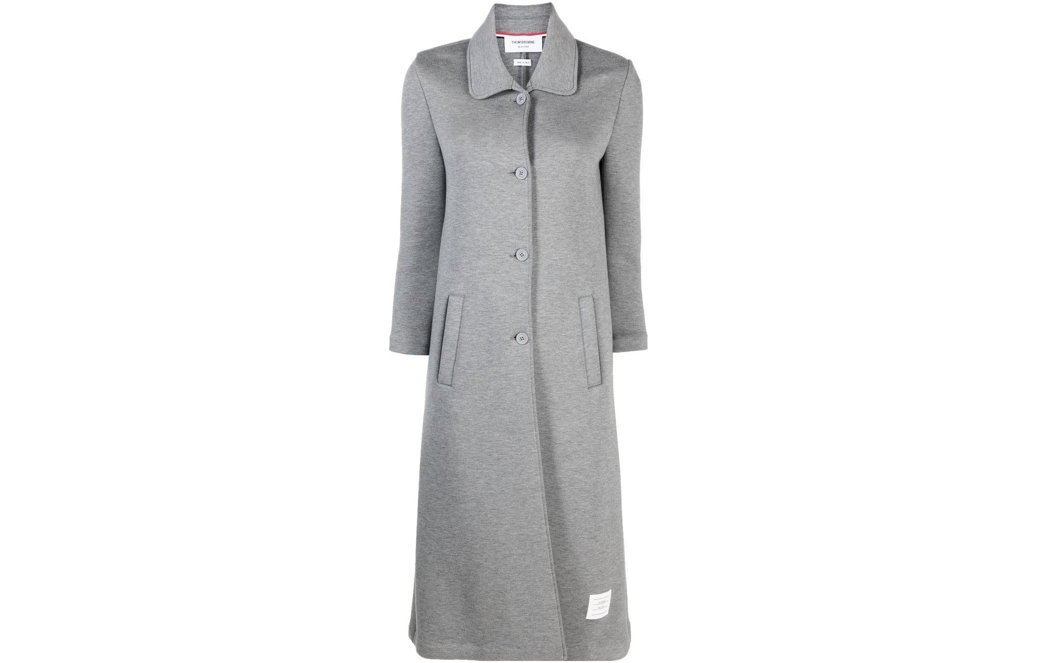 

THOM BROWNE Однобортное пальто с логотипом, Gray