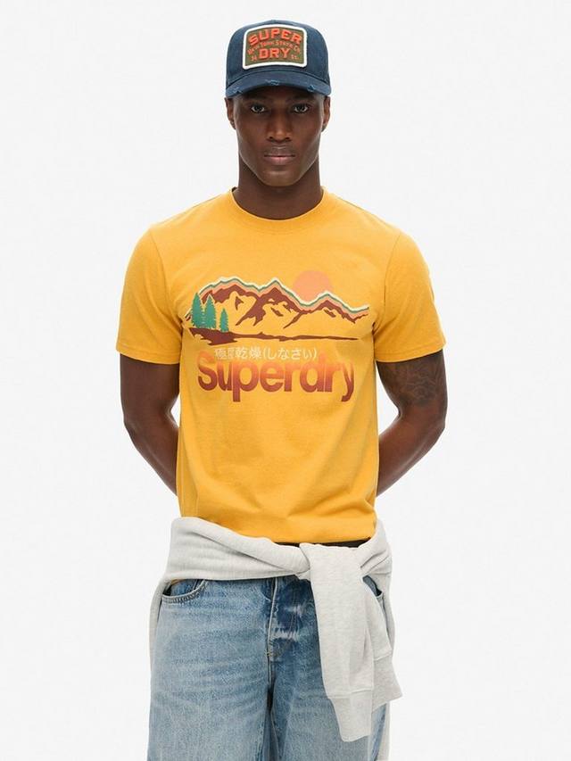 

Графическая футболка с надписью great outdoors Superdry, цвет Mustard Yellow Marl