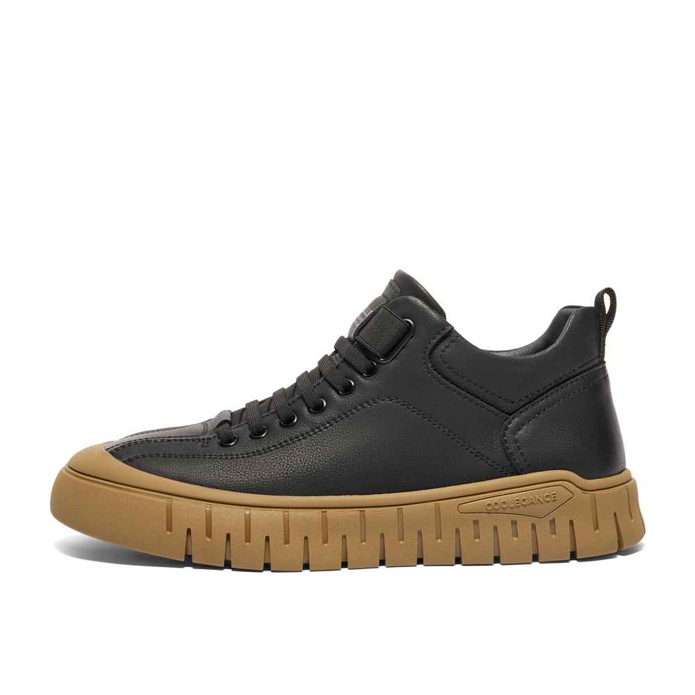 

Антискользящие износостойкие мужские повседневные ботинки низкие Black, Khaki BELLE, с черной флисовой подкладкой