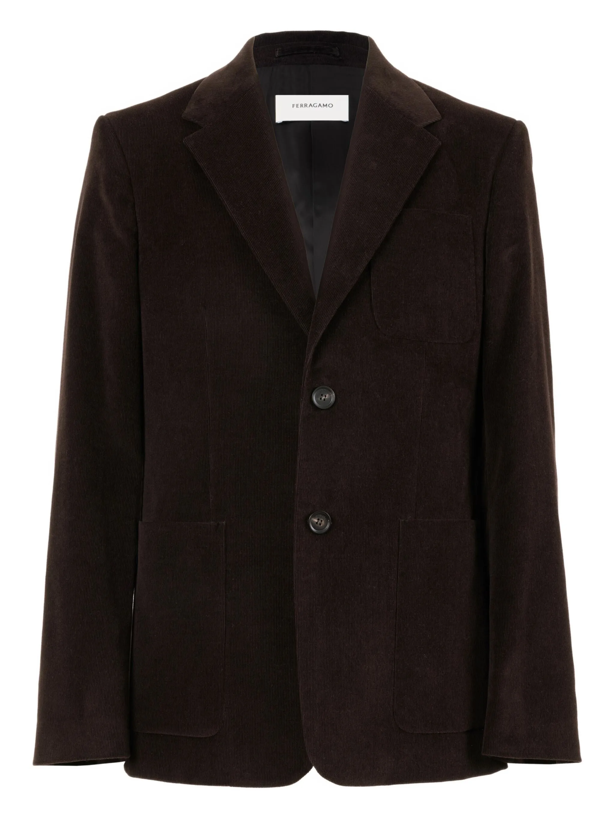

Вельветовый пиджак с накладными карманами Ferragamo, коричневый