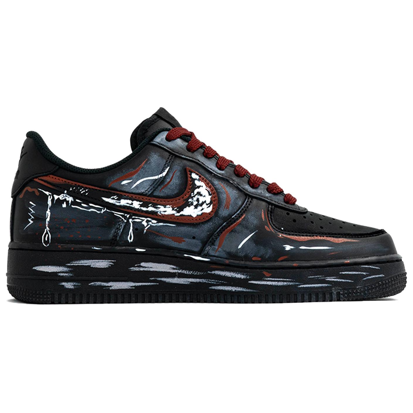 Кроссовки скейтбордические мужские Air Force 1 Wan Hua Nong, Chi Di Zi, Shopping Bag Slip Resistant Abrasion Resistant низкие Nike, черный — фото 4