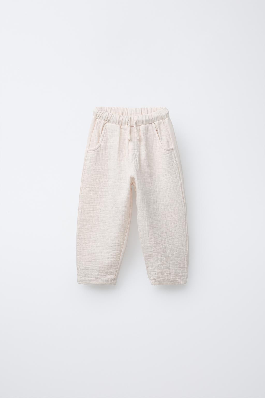 

Контрастные мешковатые брюки ZARA, экрю