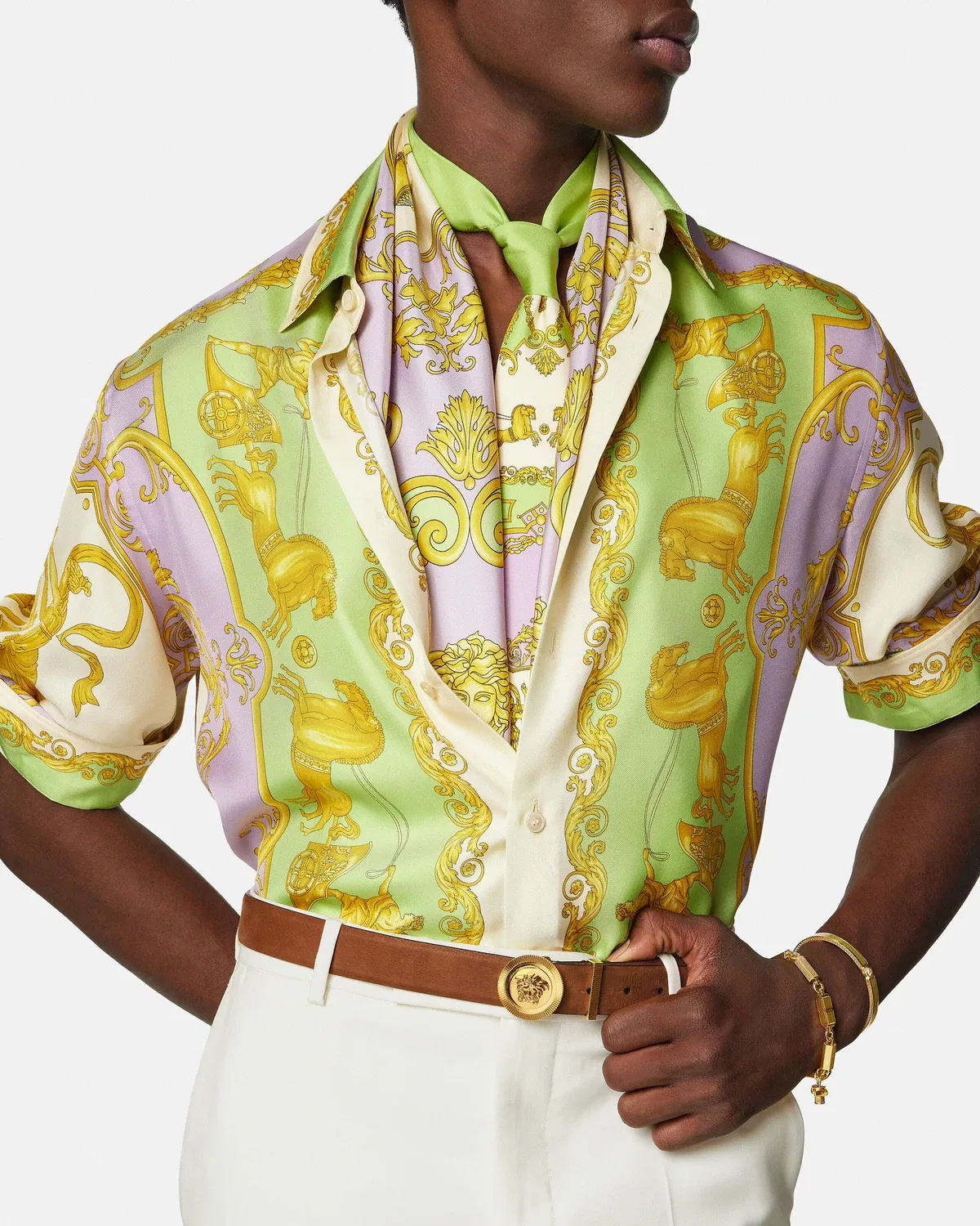 Ремень Medusa Biggie из набука, 1,2" VERSACE, коричневый — фото 3