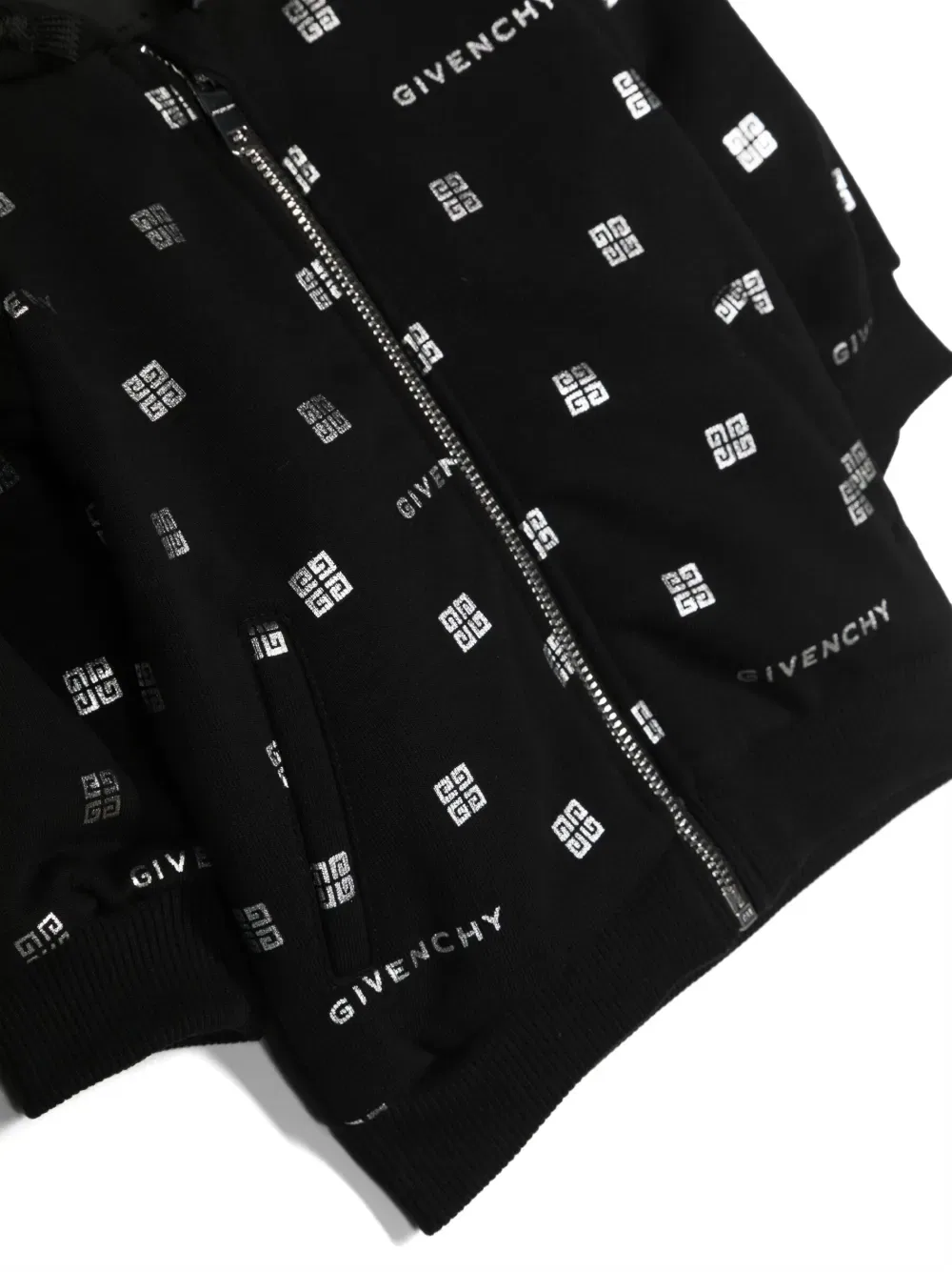 Хлопковая толстовка с принтом металлизированного логотипа Givenchy Kids, черный — фото 3