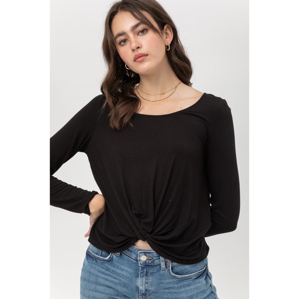 

Топ из джерси Rayon Span с перекрученной передней частью FASHNZFAB, черный