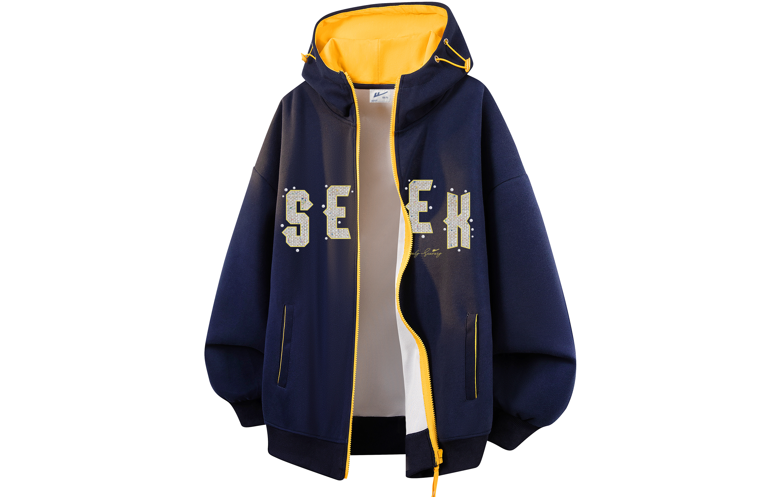 

Толстовка Unisex Hooded Moderate Regular WARRIOR, темно-синий & желтый