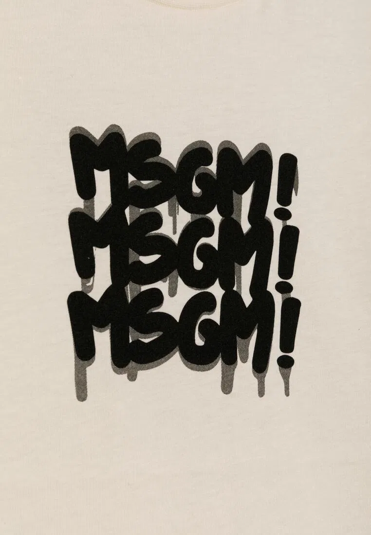 Футболка, хлопок, для детей Msgm, бежевый — фото 2