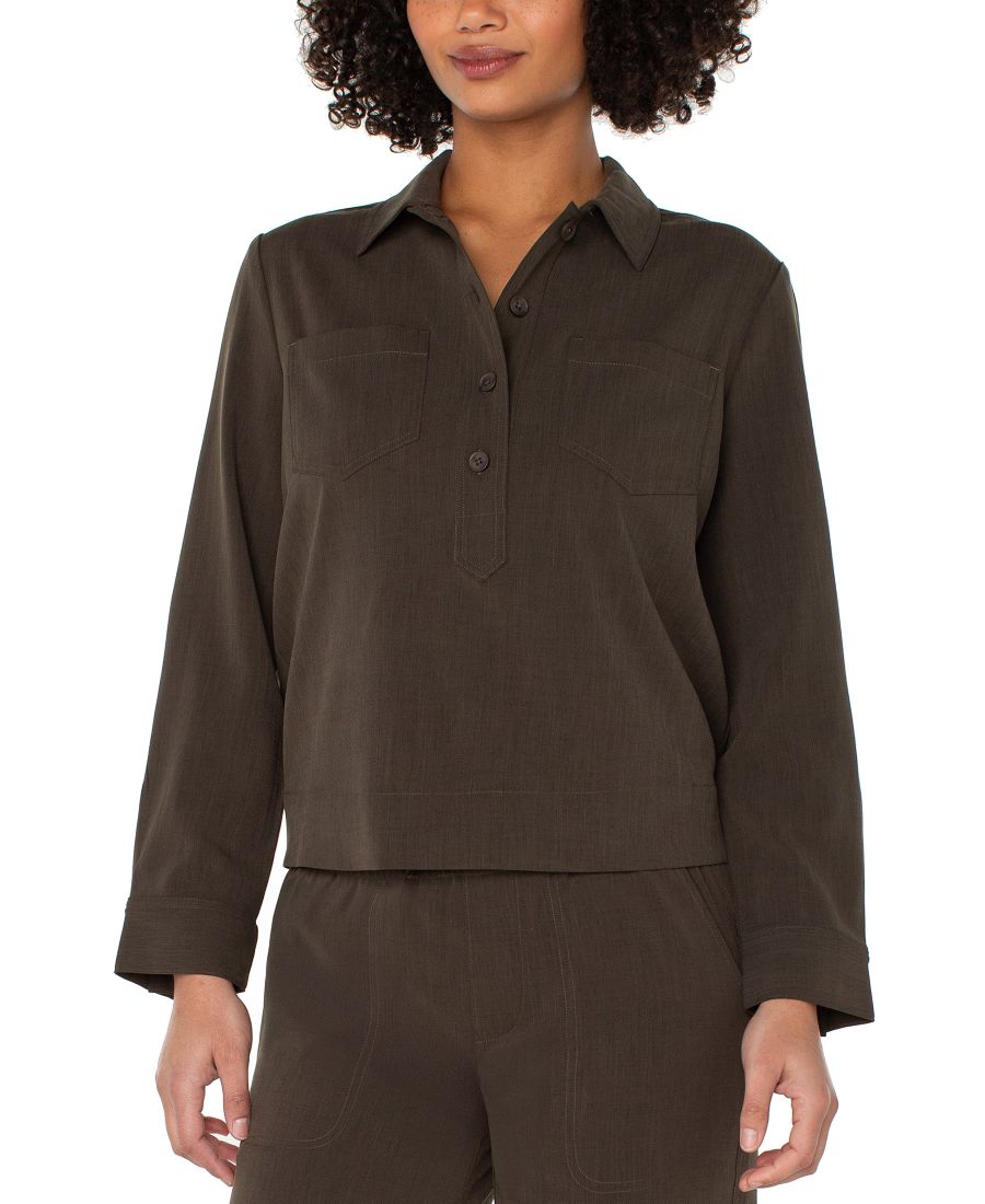 

Женская тканая рубашка-половер Liverpool Los Angeles, Black Olive