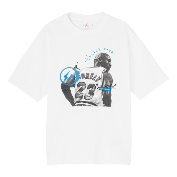 

Футболка Air Jordan x Travis Scott x Fragment Design T-Shirt 'White Blue', белый