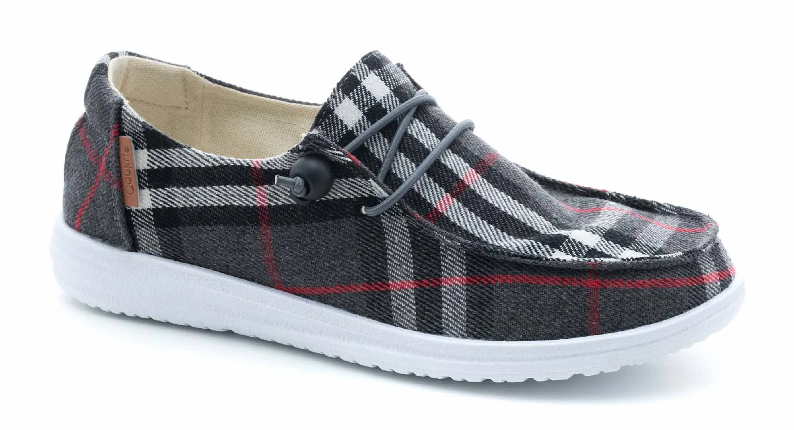 

Клетчатые туфли-каяки серого цвета Corkys Footwear