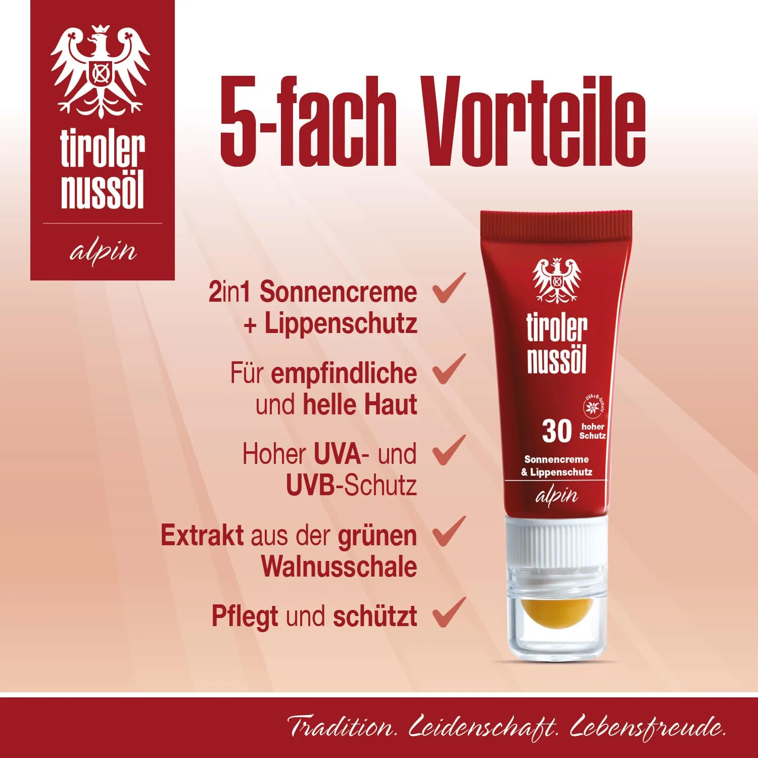 Комбинированный стик «Alpine Travel Sun Cream & Lip Balm» SPF 30 от Tiroler Nussöl Tiroler Nussöl — фото 2