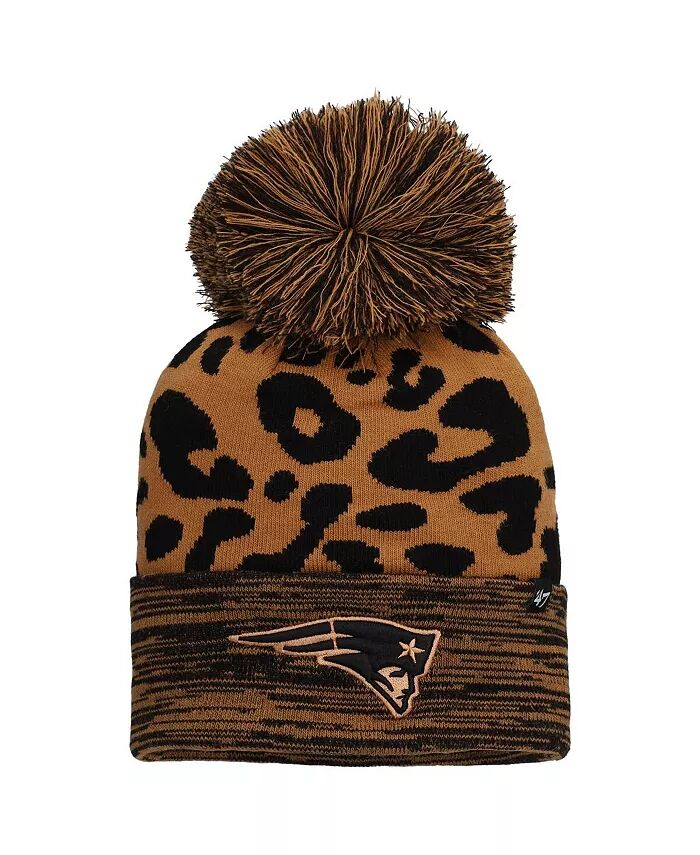 

Женская коричневая шапка New England Patriots Rosette Cuffed Knit с помпоном '47 Brand