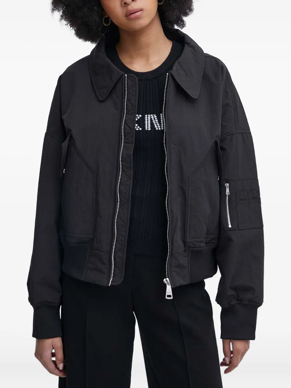 

Куртка на молнии с воротником Dkny, черный