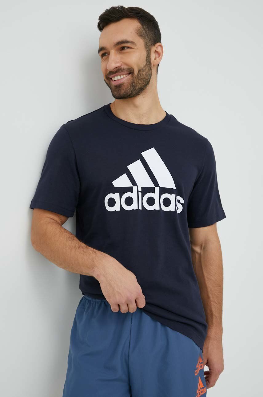 

Хлопковая футболка adidas, темно-синий