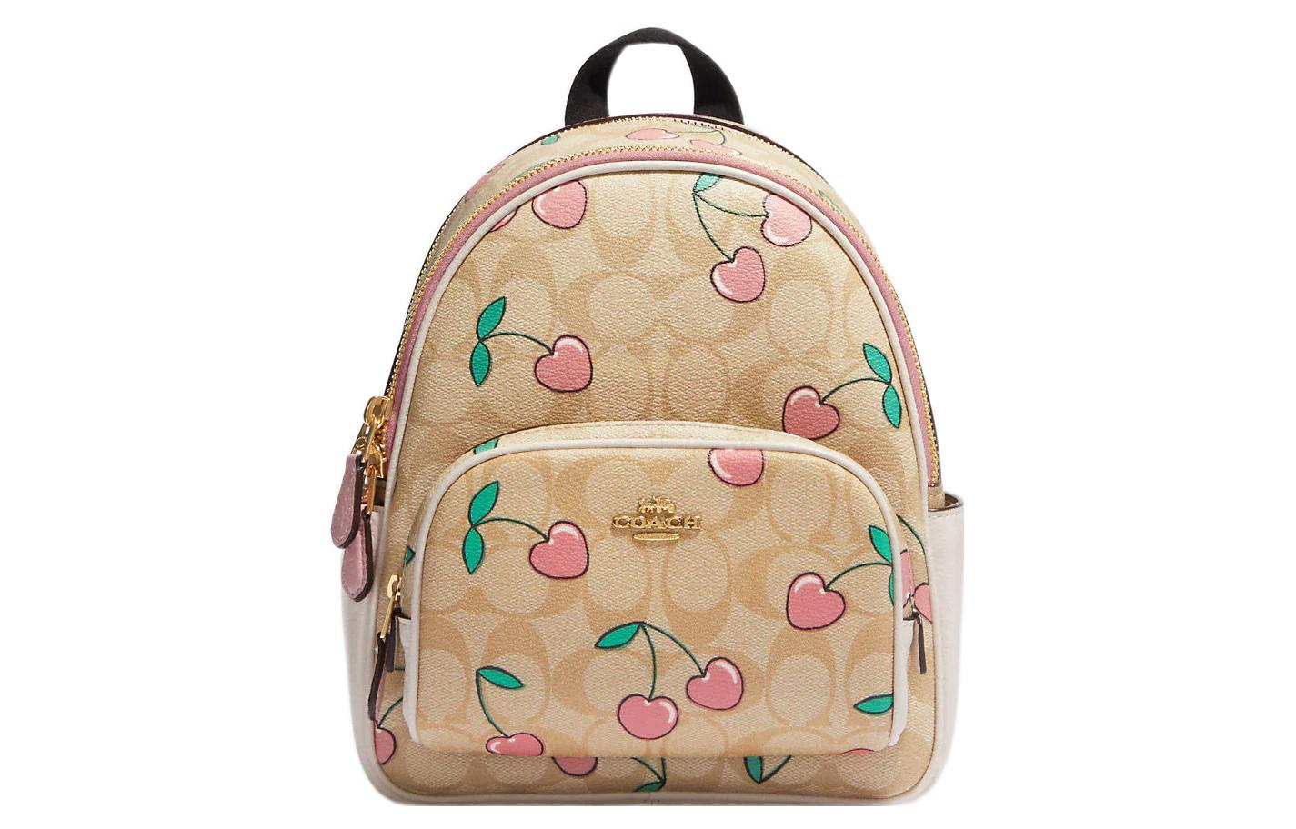 

COACH Мини-рюкзак Court Canvas с кожаным ремешком цвета хаки для женщин