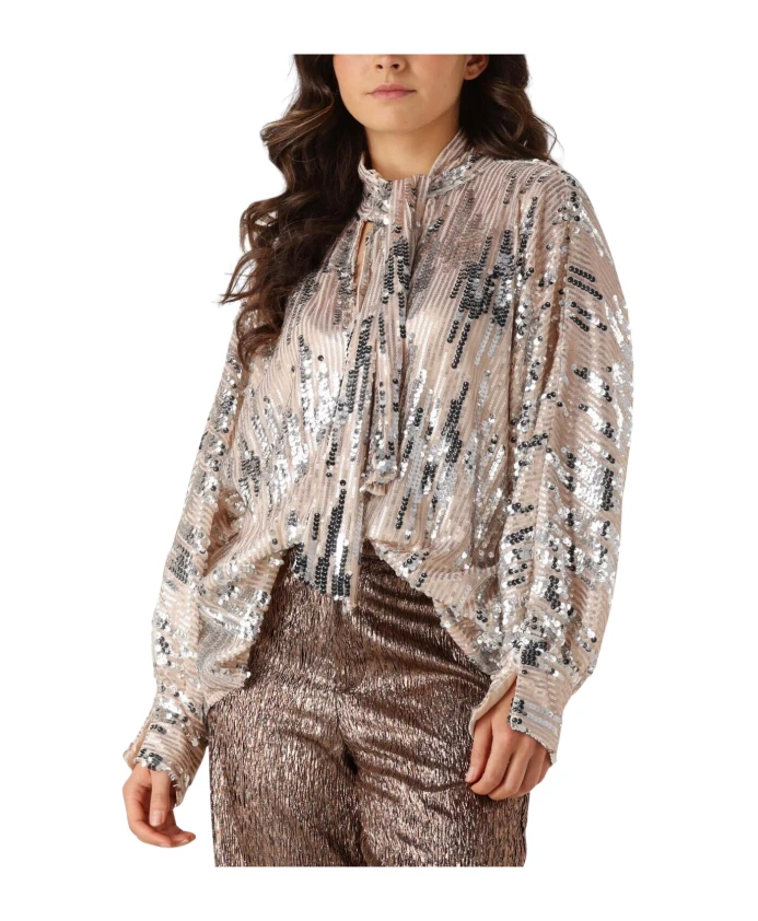 

Блузка с блестками для гламурных вечеров Amaya Amsterdam, серый