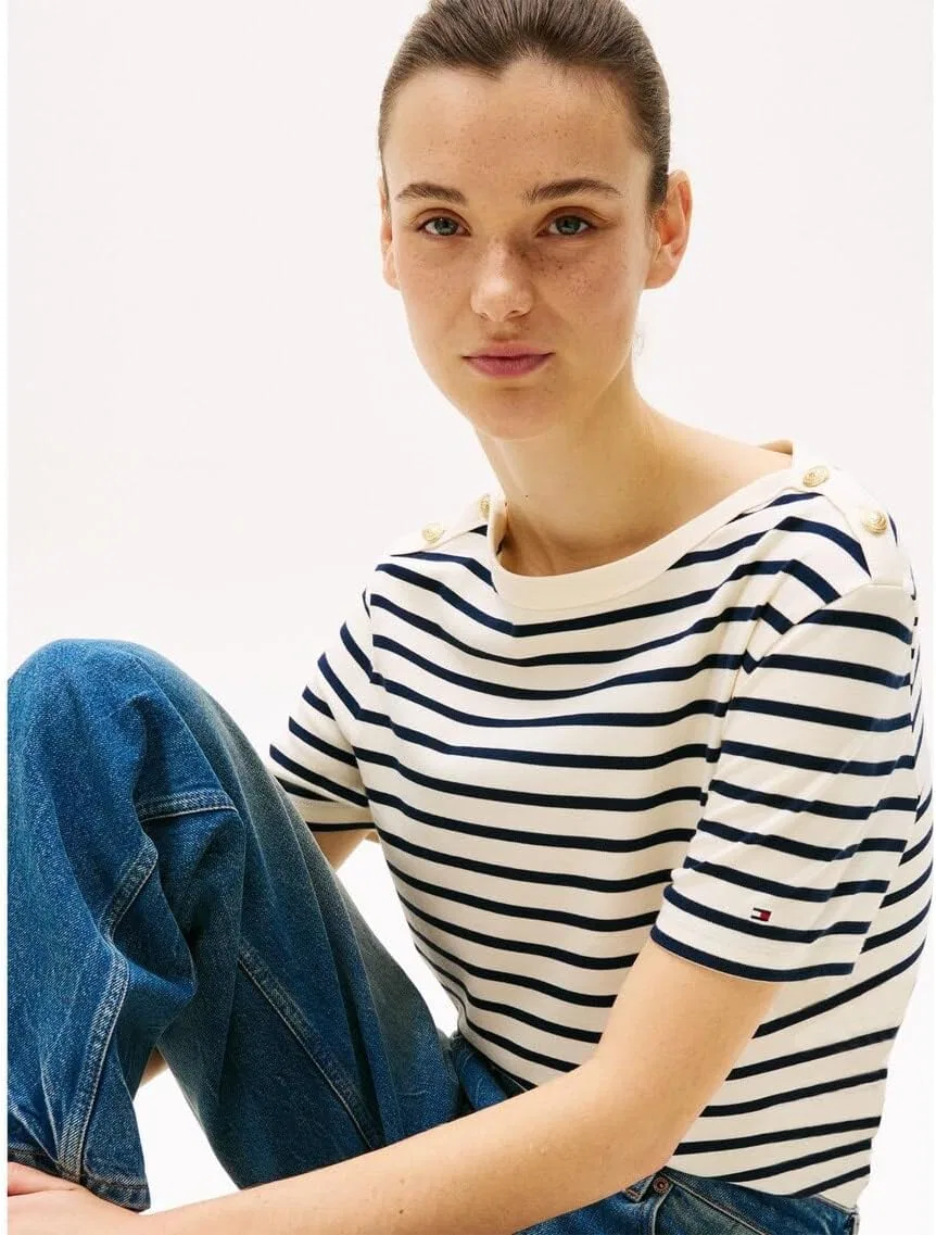 Блуза с золотыми пуговицами, Tommy Hilfiger, мульти — фото 2