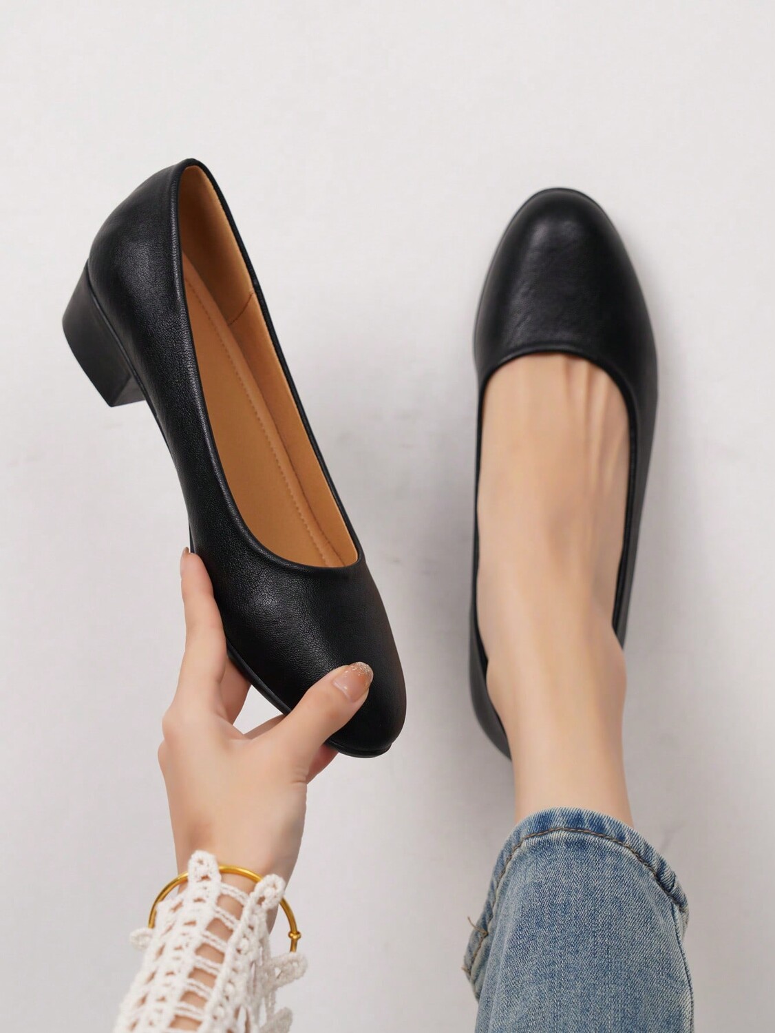 

Кожаные туфли для летных/работающих женщин, с платформой для стояния, мягкие для комфортной ходьбы, подходят для собеседований и на высоком каблуке, черный