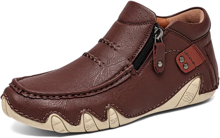 

Мужские кожаные ботинки MAUGELY средней высоты, удобные для повседневной носки, прогулок на улице, походов и путешествий, темно-коричневый