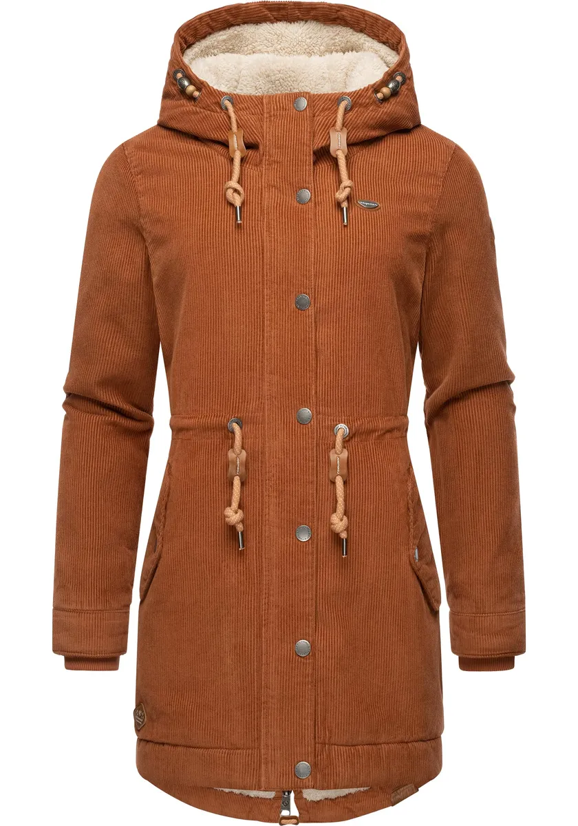 

Зимняя куртка Ragwear "Canny Corduroy", с капюшоном, стильное женское вельветовое пальто с капюшоном, коричневый