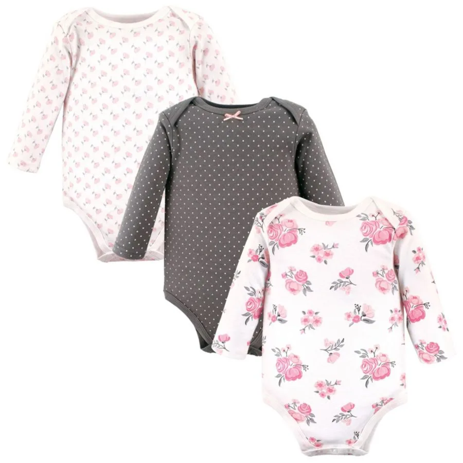 Hudson Baby Хлопковые боди с длинными рукавами, комплект из 3 штук, с принтом цвета корицы