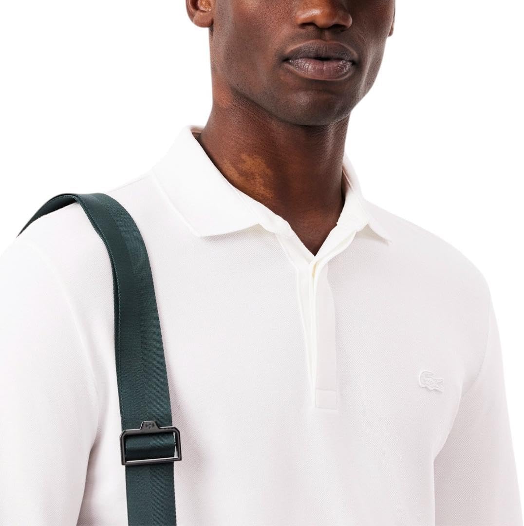 Мужское поло Lacoste Paris с длинным рукавом из эластичного хлопка, White — фото 2