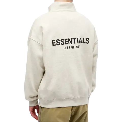 Толстовка с высоким воротником и половинной молнией Fear of God Essentials, цвет «Светло-бежевый меланж» — фото 2