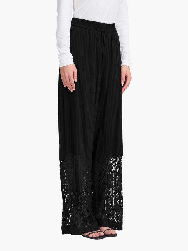 

Широкие брюки Marila с полосками и кружевным подолом ICHI, Black