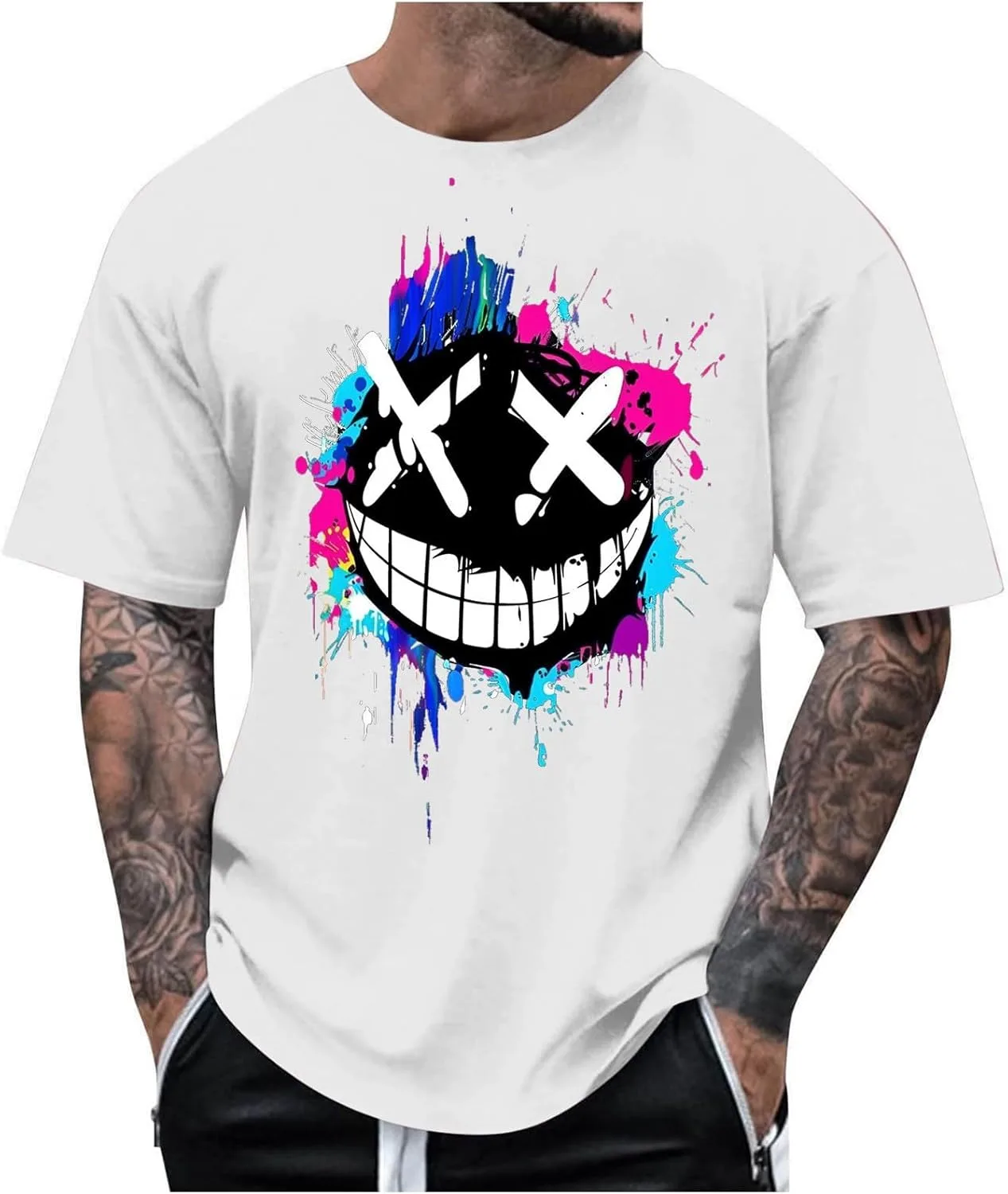 

Футболка с принтом X-Eyed Evil Smiling Face, уличный стиль Uillui