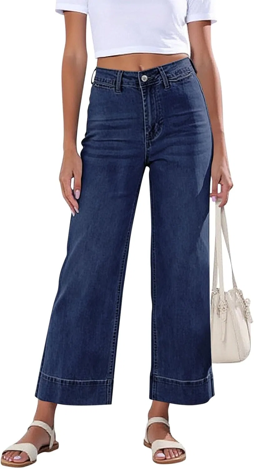 Джинсы прямого кроя, Women's Cropped, Dark Blue