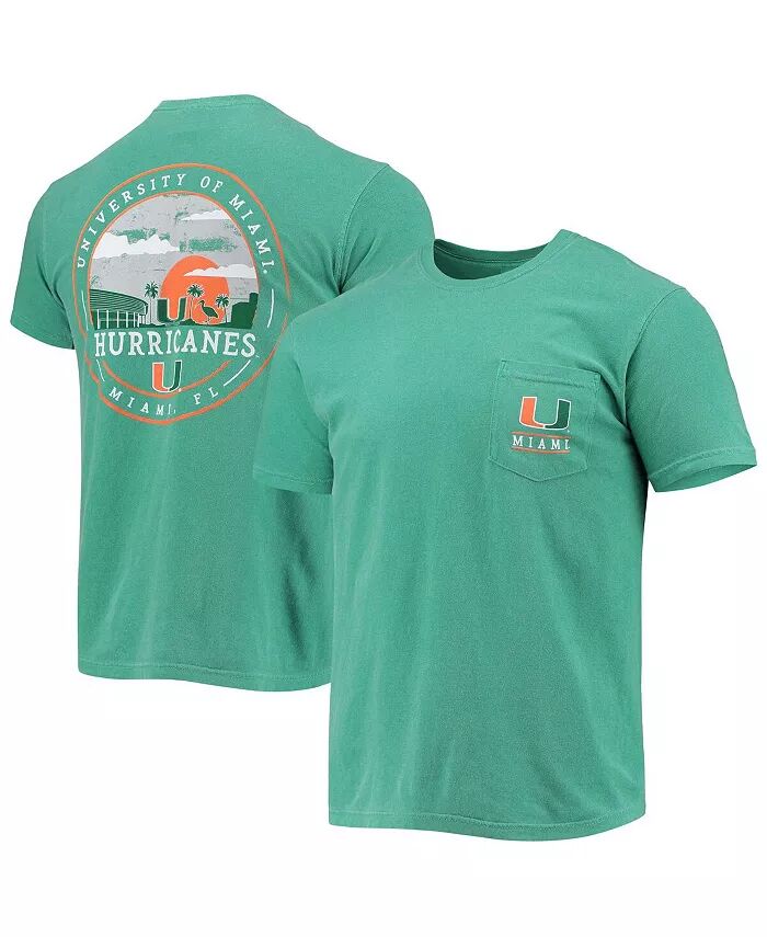 

Мужская зеленая футболка Miami Hurricanes Circle Campus Scene Image One