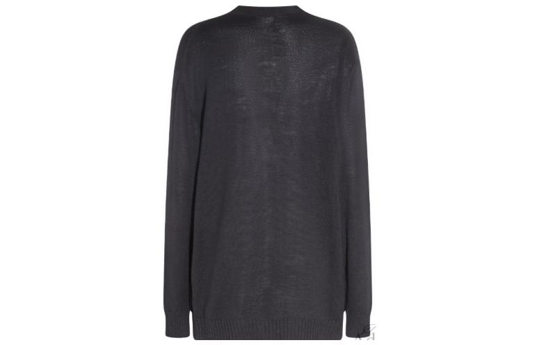 V-образный вырез Кардиган из тонкой вязки JIL SANDER, Черный — фото 3