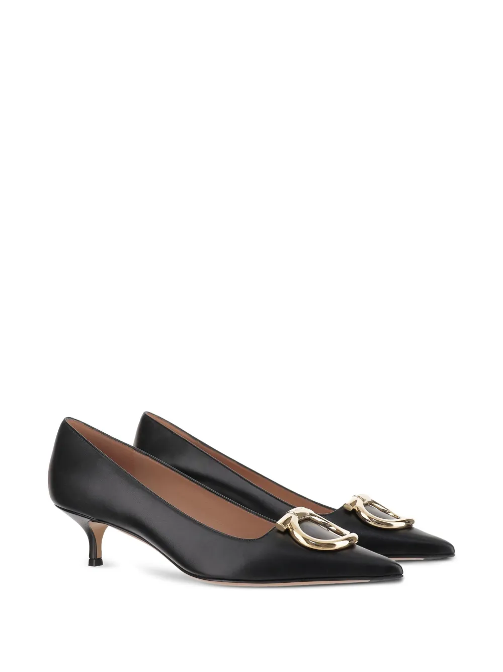Туфли с заостренным носком и декором Gancini Ferragamo, черный — фото 2