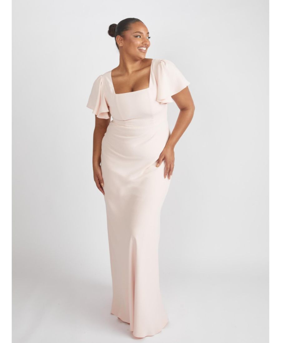 

Женское платье подружки невесты из крепа с квадратным вырезом Six Stories, Blush