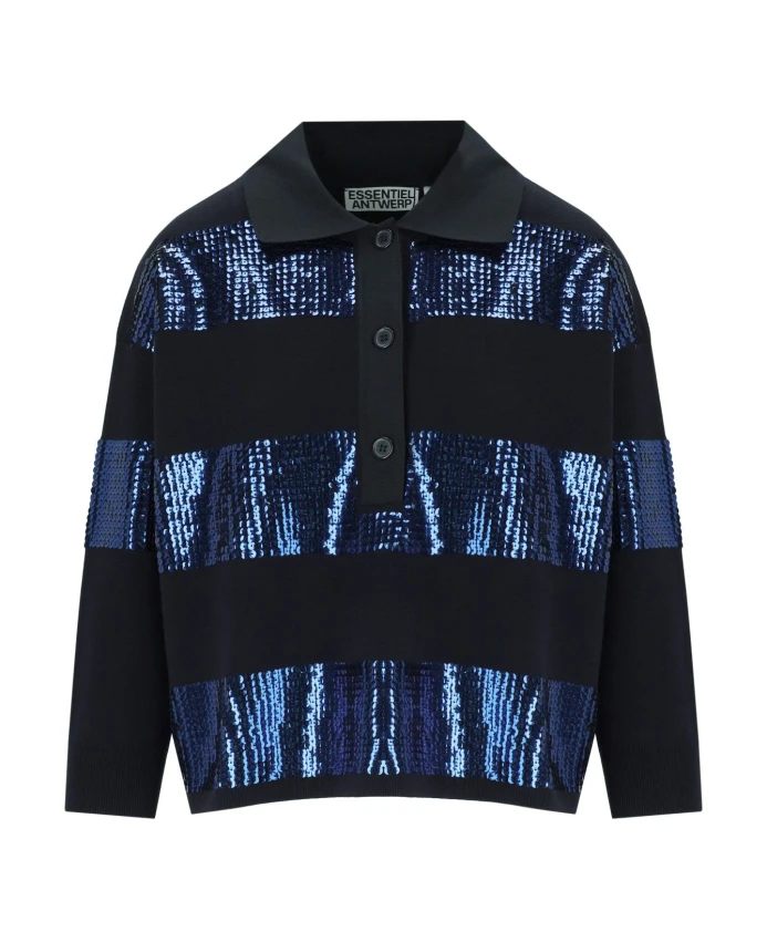 

Вязаная рубашка-поло с символикой Иллюминатов Essentiel Antwerp, синий