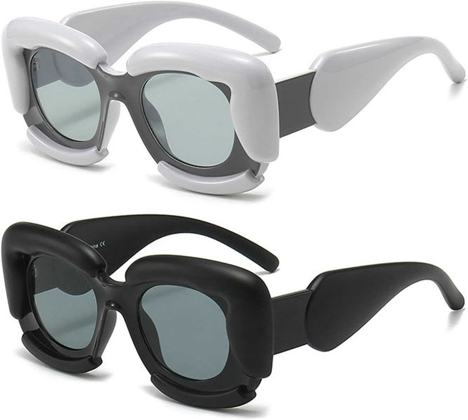 

Хелена Милые толстые квадратные солнцезащитные очки для женщин и мужчин, модные, с надувной оправой в стиле хип-хоп, очки для вечеринок в стиле Y2K, забавные очки helena, Black+gray