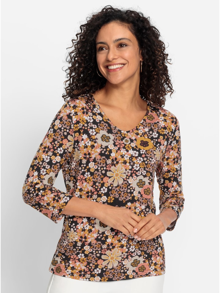 

Футболка с V-образным вырезом черного цвета с принтом папайи WITT WEIDEN, Черный, Футболка с V-образным вырезом черного цвета с принтом папайи WITT WEIDEN